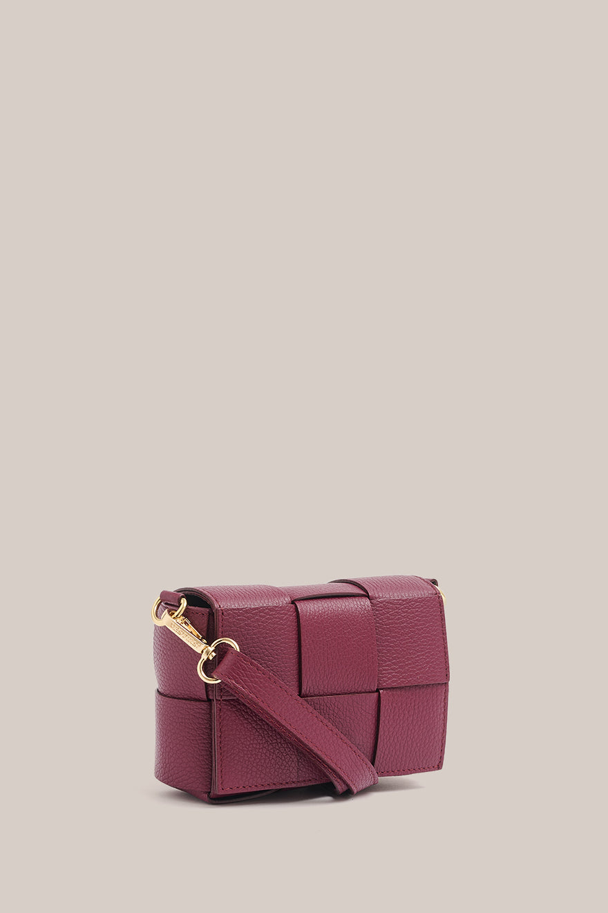 Margot Mini Bordeaux Leather Woven Bag