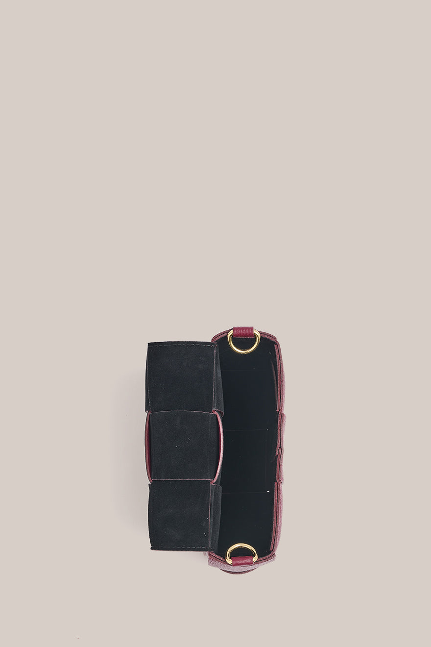 Margot Mini Bordeaux Leather Woven Bag