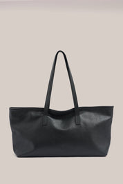 Mia Black Leather East West Slouchy Tote