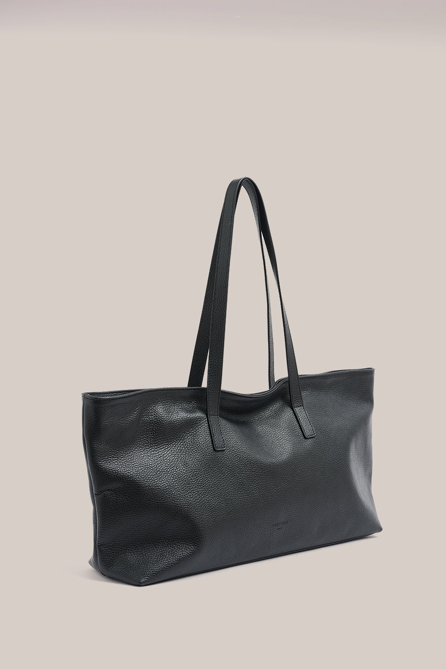 Mia Black Leather East West Slouchy Tote
