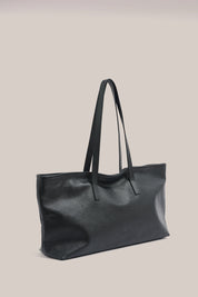 Mia Black Leather East West Slouchy Tote