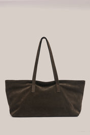Mia Dark Chocolate Suede East West Slouchy Tote