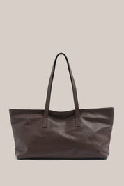 Mia Dark Chocolate Leather East West Slouchy Tote