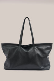 Mia XL Black Leather East West Slouchy Tote