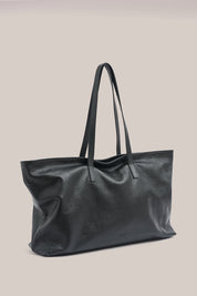 Mia XL Black Leather East West Slouchy Tote