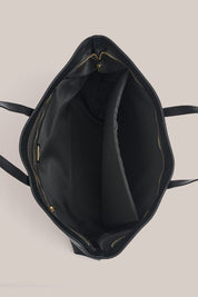 Mia XL Black Leather East West Slouchy Tote