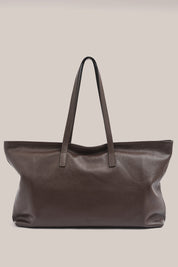 Mia XL Dark Chocolate Leather East West Slouchy Tote