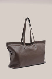 Mia XL Dark Chocolate Leather East West Slouchy Tote
