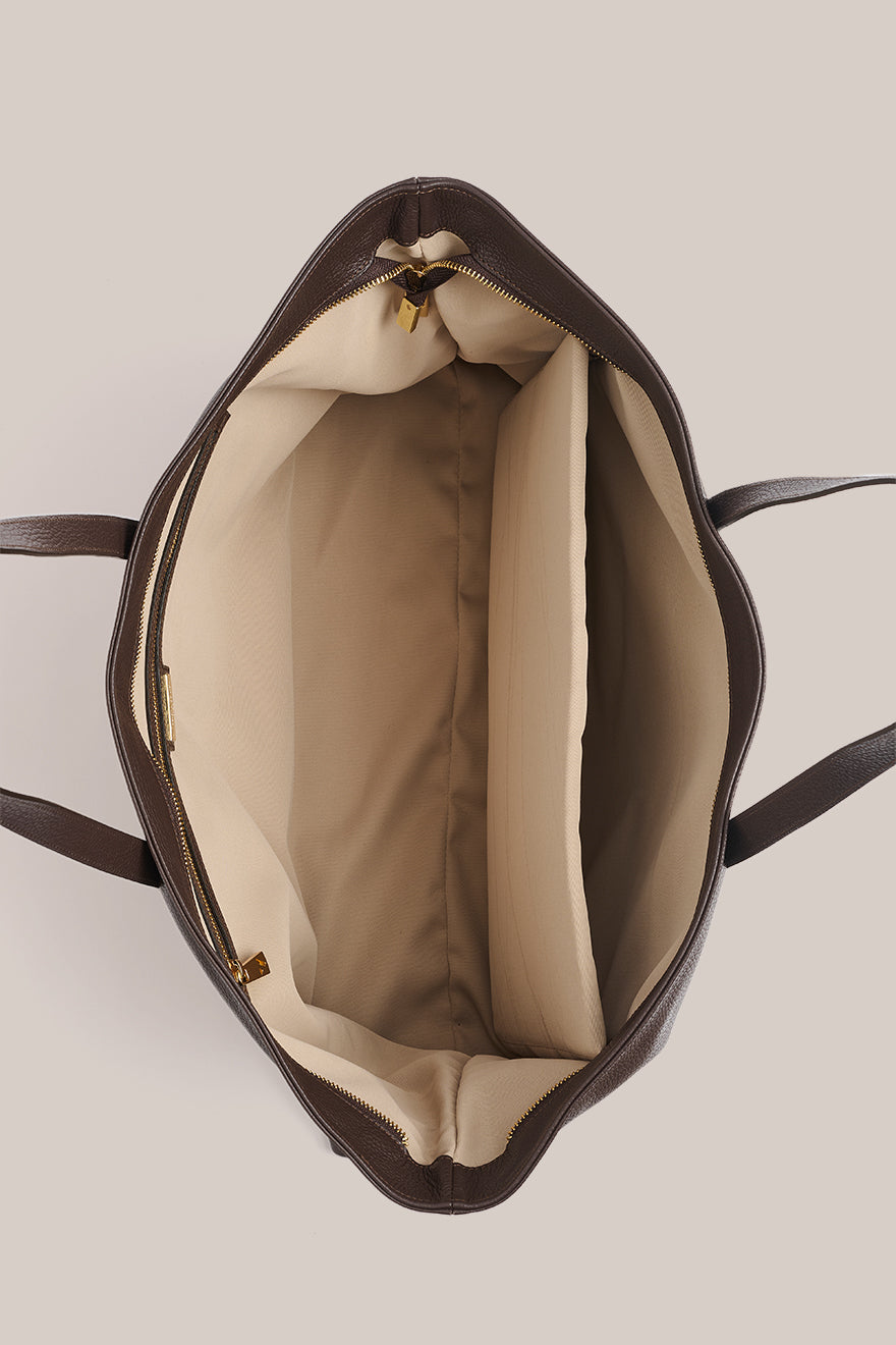 Mia XL Dark Chocolate Leather East West Slouchy Tote