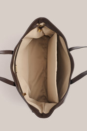 Mia XL Dark Chocolate Leather East West Slouchy Tote