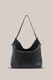 Serena Black Leather Hobo Bag