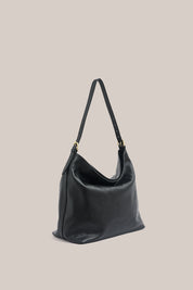 Serena Black Leather Hobo Bag