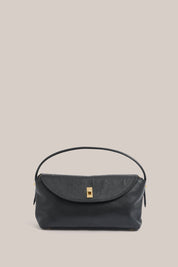 Sloane Large Black Leather Top Handle Crossbody