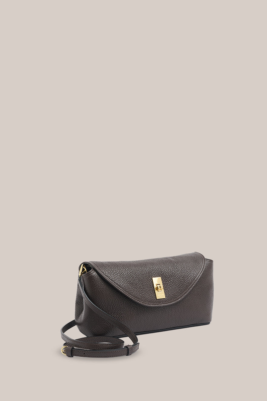 Sloane Dark Chocolate Leather Crossbody Clutch