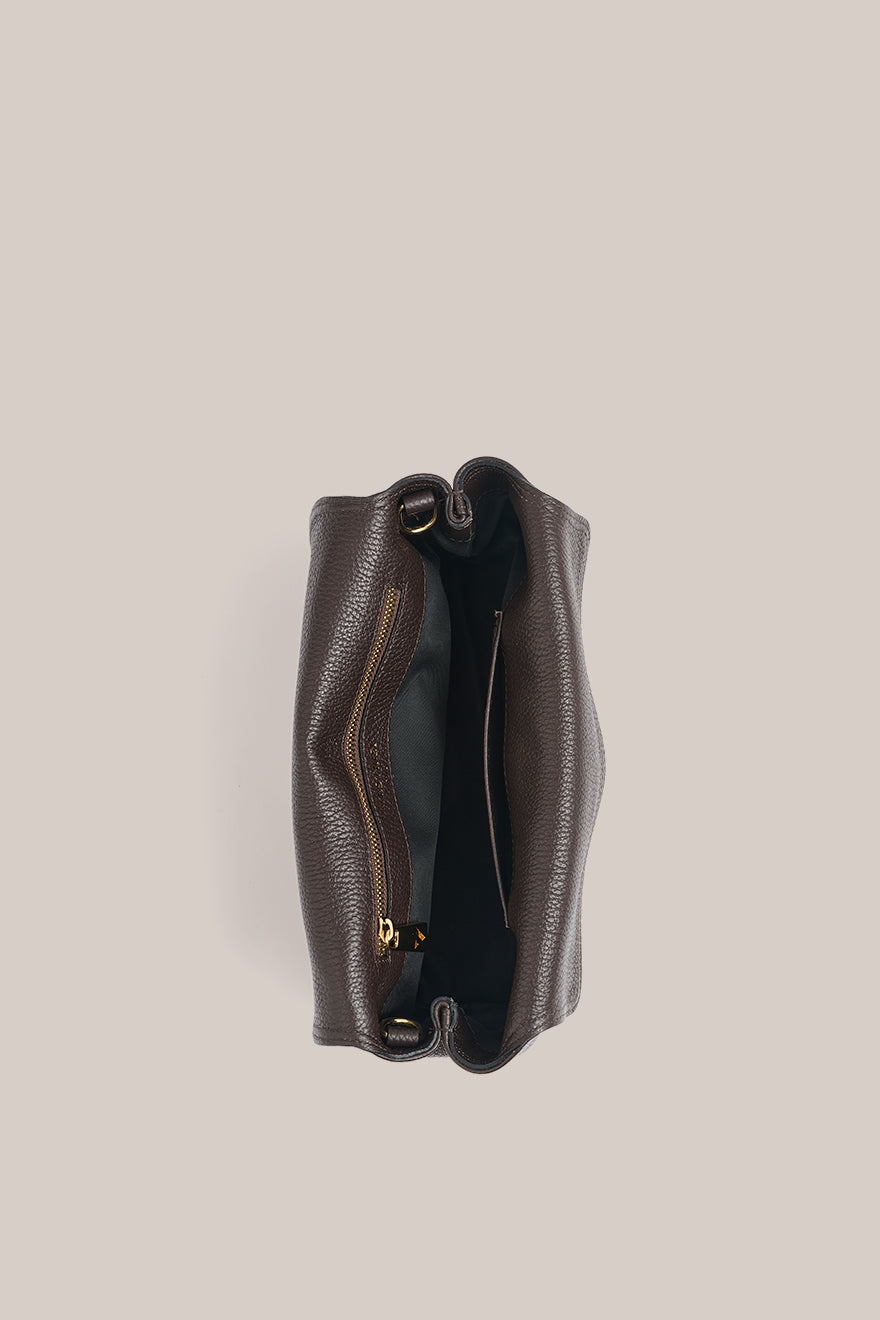 Sloane Dark Chocolate Leather Crossbody Clutch