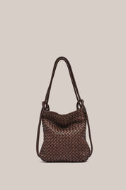 Mini Woven Bella Dark Chocolate 2-in-1 Convertible Backpack Tote
