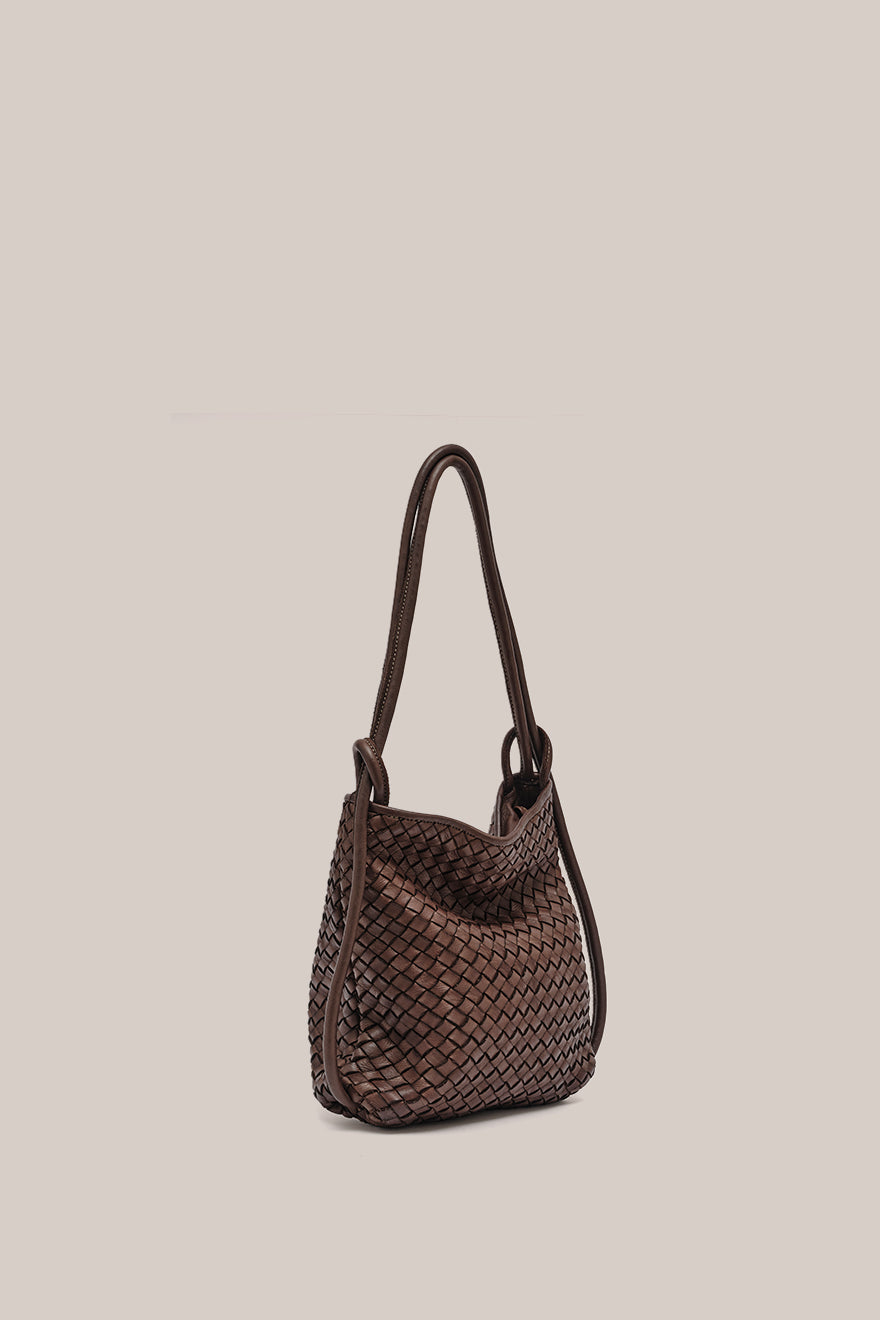 Mini Woven Bella Dark Chocolate 2-in-1 Convertible Backpack Tote