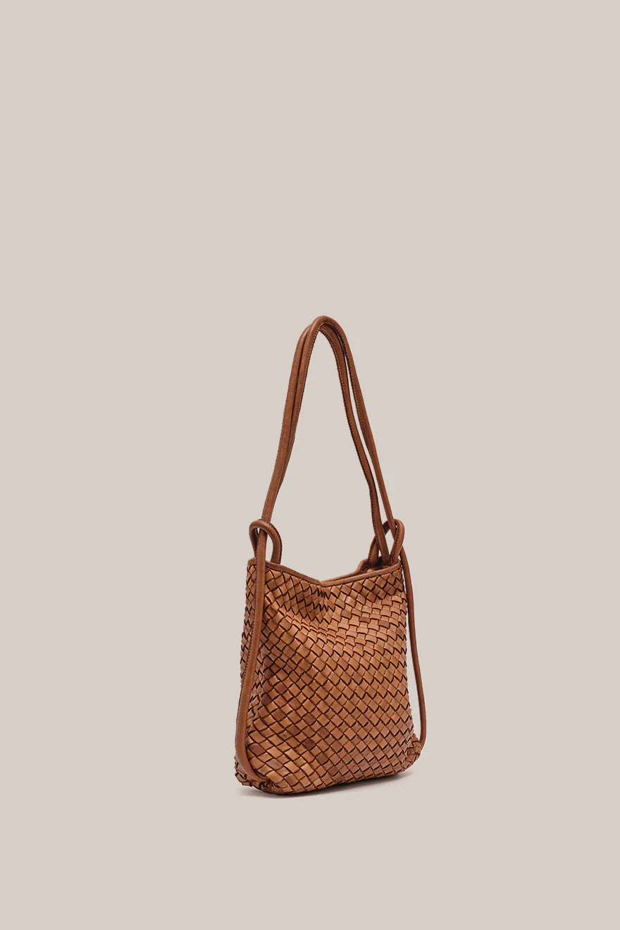 Mini Woven Bella Tan 2-in-1 Convertible Backpack Tote - Slightly Imperfect
