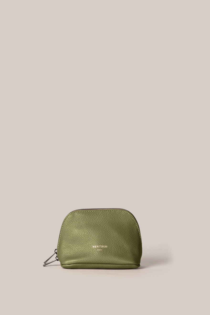 Leather Khaki Cosmetic Pouch Duo