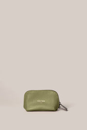 Leather Khaki Cosmetic Pouch Duo