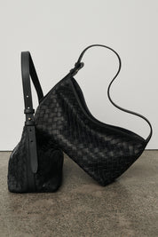 Elena Woven Shoulder Bag Black