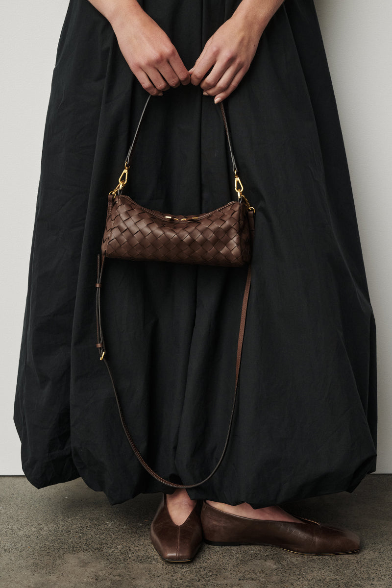Vivi Woven Shoulder Crossbody Chocolate