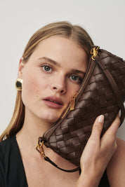 Vivi Woven Shoulder Crossbody Chocolate