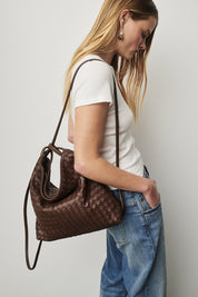 Woven Bella Convertible Backpack Chocolate