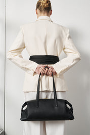 Gia Leather Shoulder Bag Black