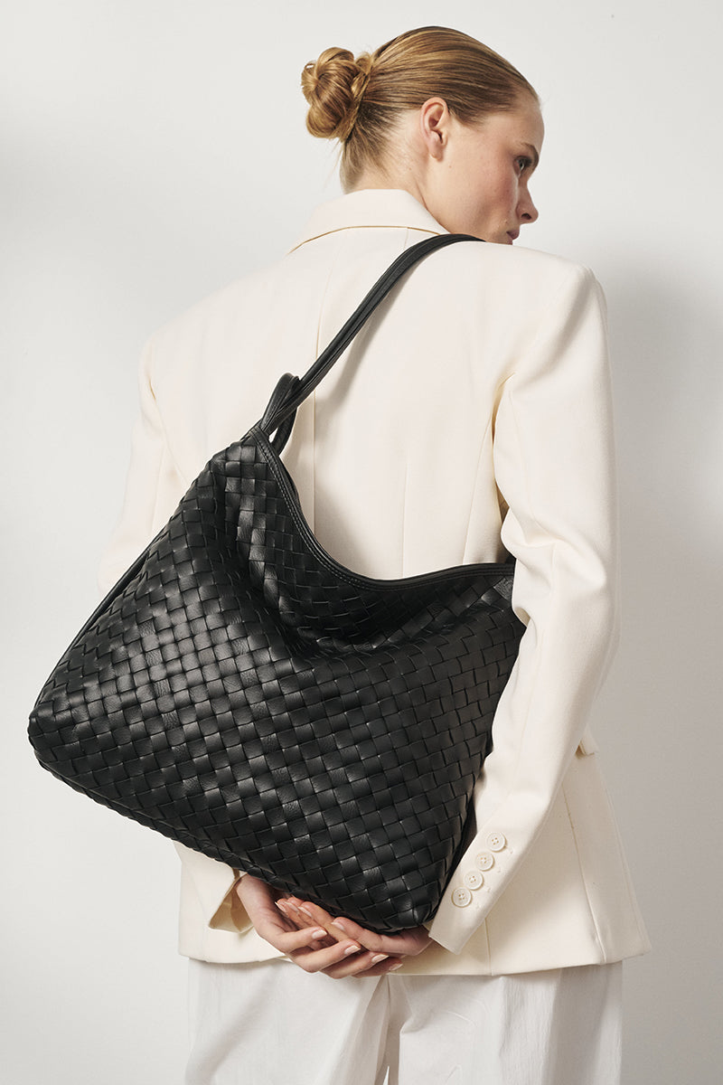 Woven Bella Convertible Backpack Black