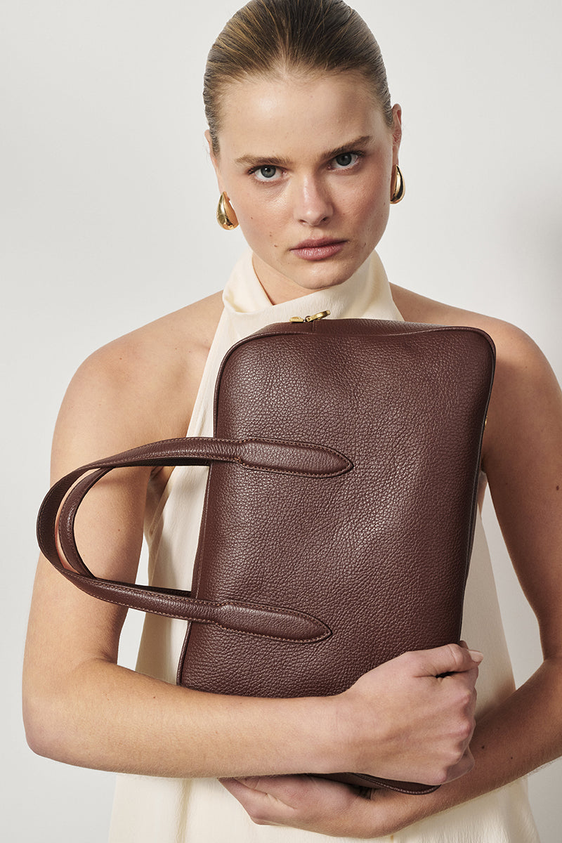 Vera Mahogany Medium Bowler Bag