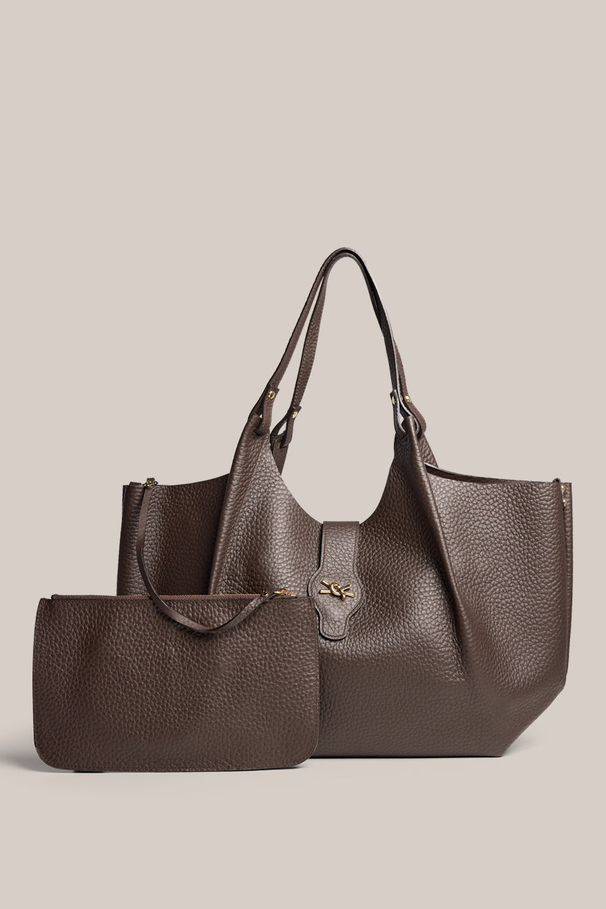 Grace Large Dark Chocolate East West Tote