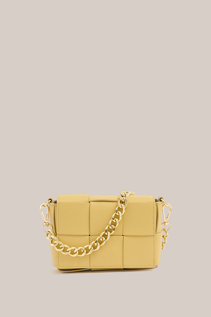 Margot Mini Buttermilk Leather Woven Bag