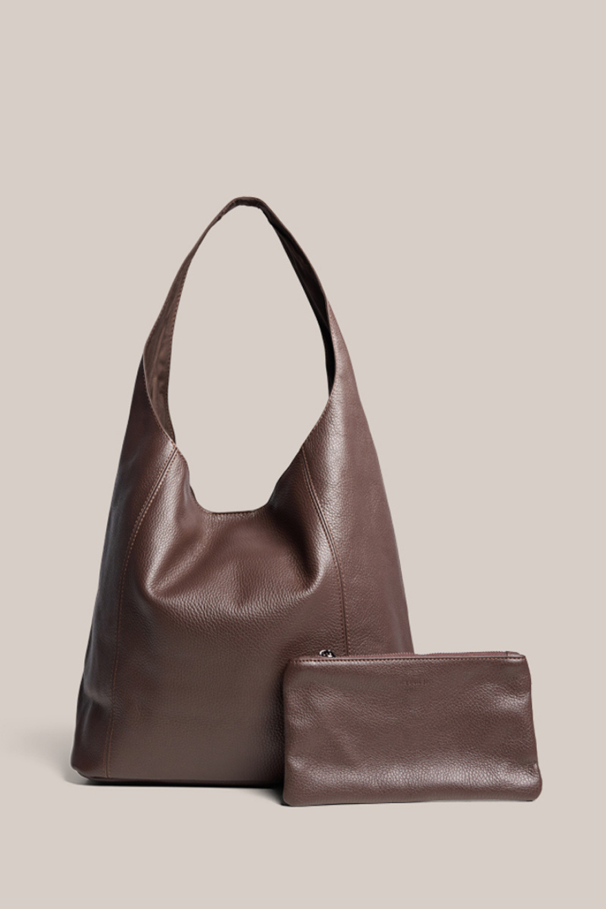 Scarlett 2.0 - Slouchy Italian Leather Hobo bag in Dark Chocolate