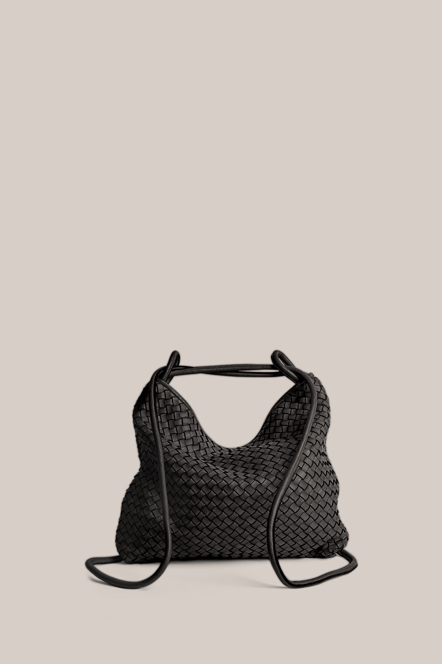 Woven Bella Black 2-in-1 Convertible Backpack Tote