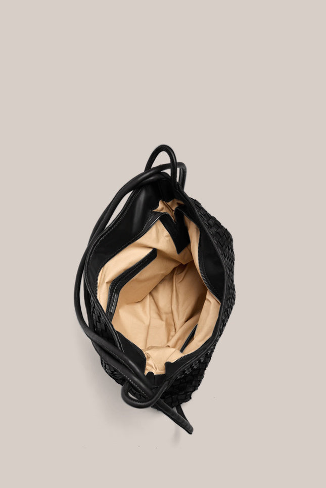 Woven Bella Black 2-in-1 Convertible Backpack Tote