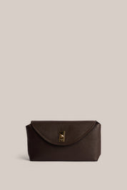 Sloane Dark Chocolate Leather Crossbody Clutch