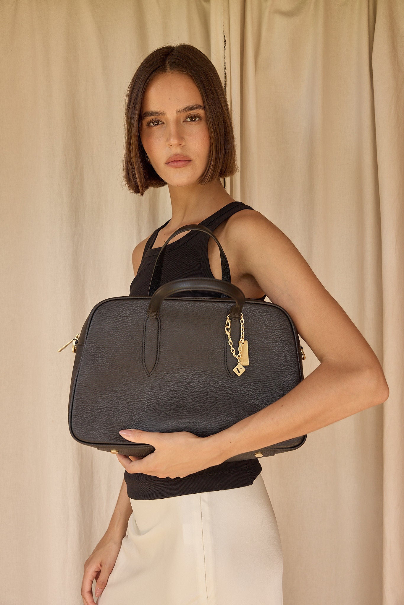 Vera Black Medium Bowler Bag