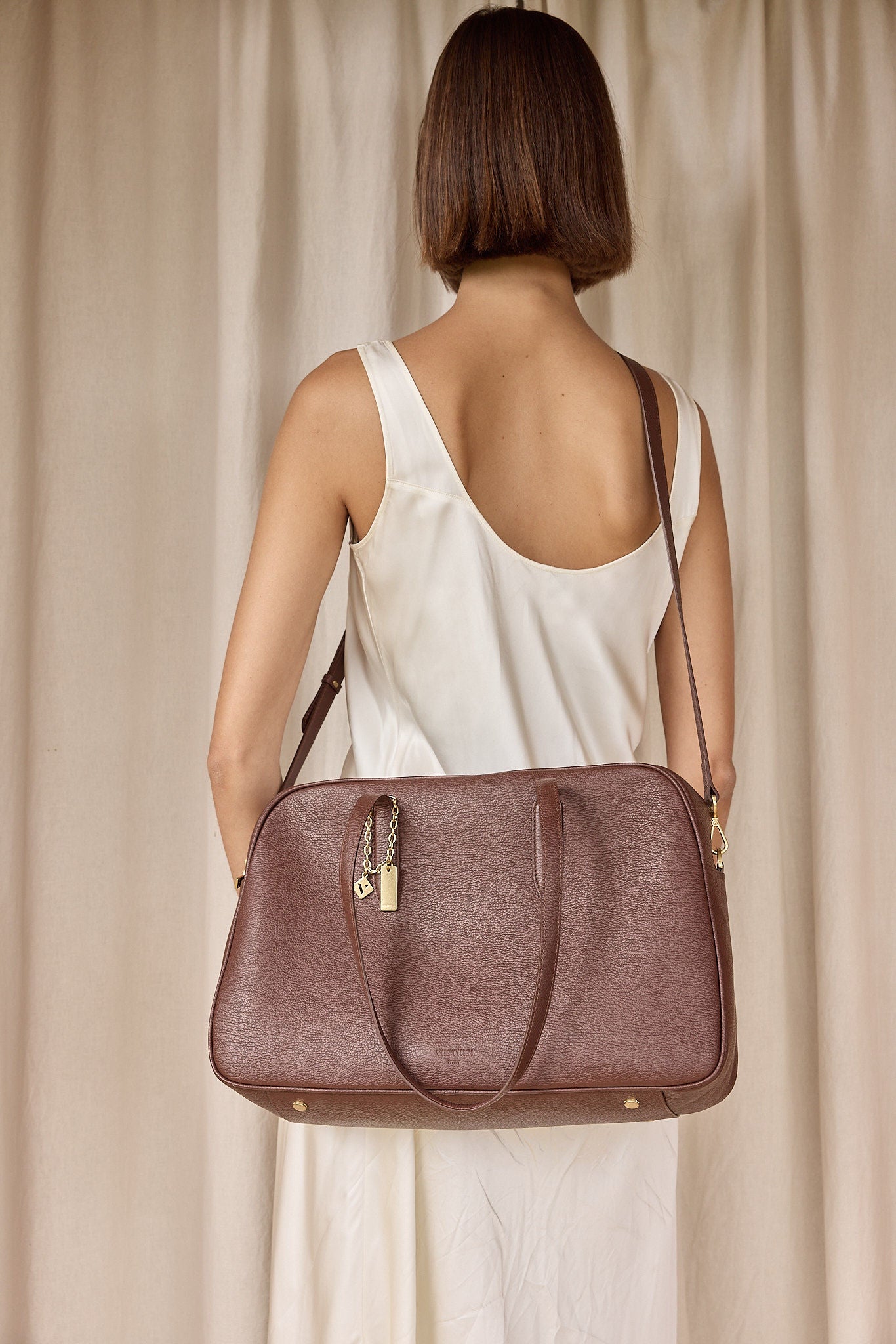 Vera Mahogany Large Bowler Bag