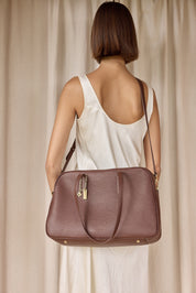 Vera Mahogany Large Bowler Bag