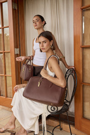 Vera Mahogany Large Bowler Bag