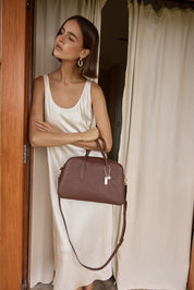 Vera Mahogany Medium Bowler Bag