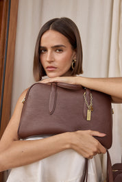 Vera Mahogany Medium Bowler Bag