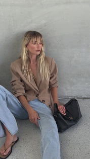 Sloane Large Black Leather Top Handle Crossbody