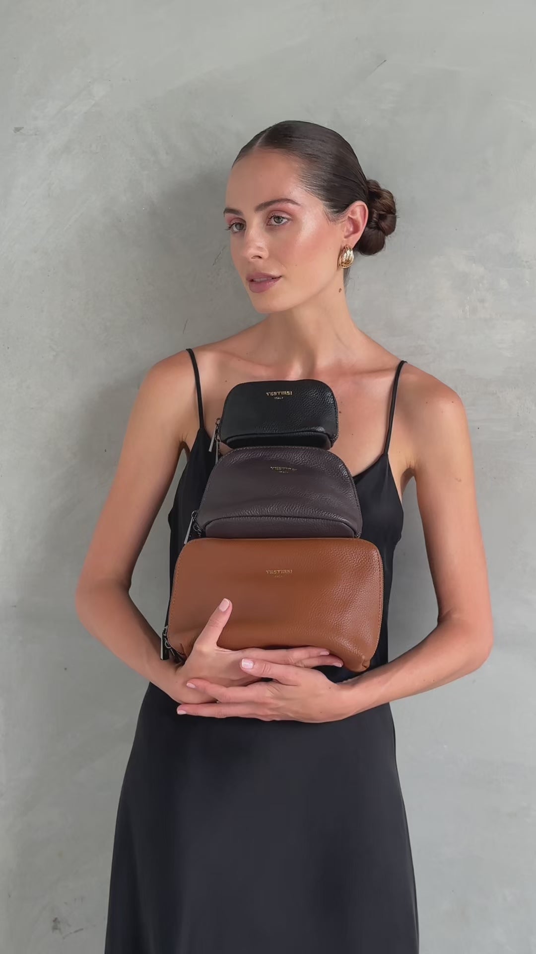 Leather Black Cosmetic Pouch Trio