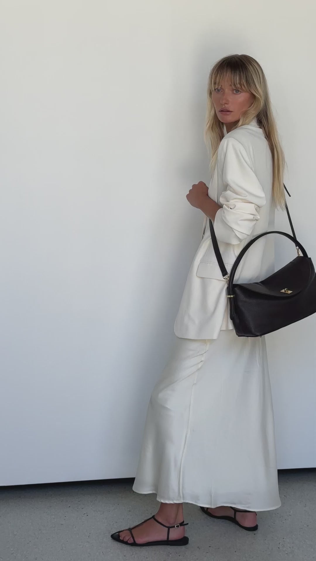 Sloane Large Dark Chocolate Leather Top Handle Crossbody